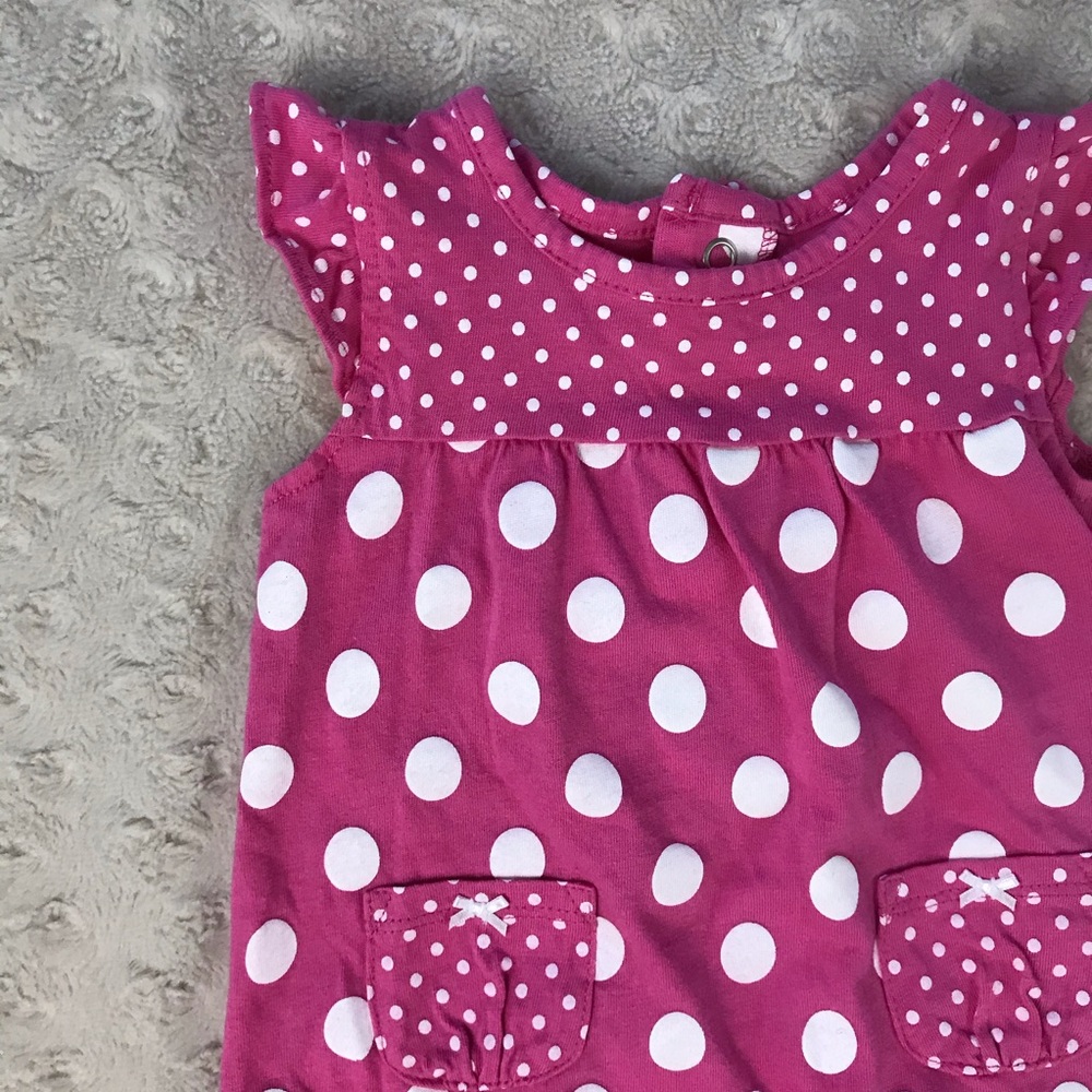 Carter’s Pink Baby Girl Romper White Dots 6 Months